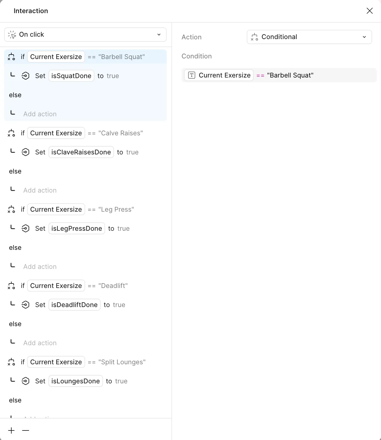 Figma set variable interaction panel